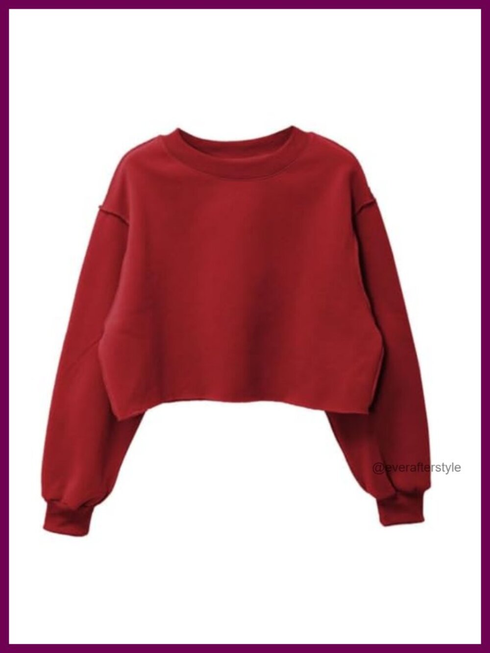 Women's Fleece Cropped Sweatshirt Crewneck Raw Cut Hem Long Sleeve Relaxed